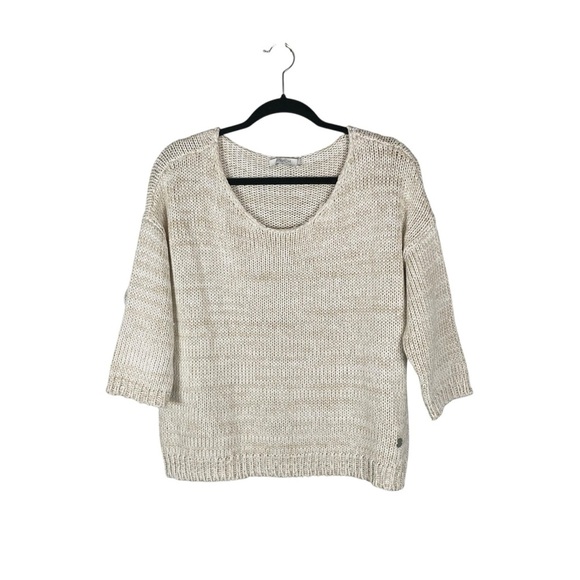Frnch Open Knit Scoop Neck Sweater Beige Ivory M/L - Picture 1 of 6